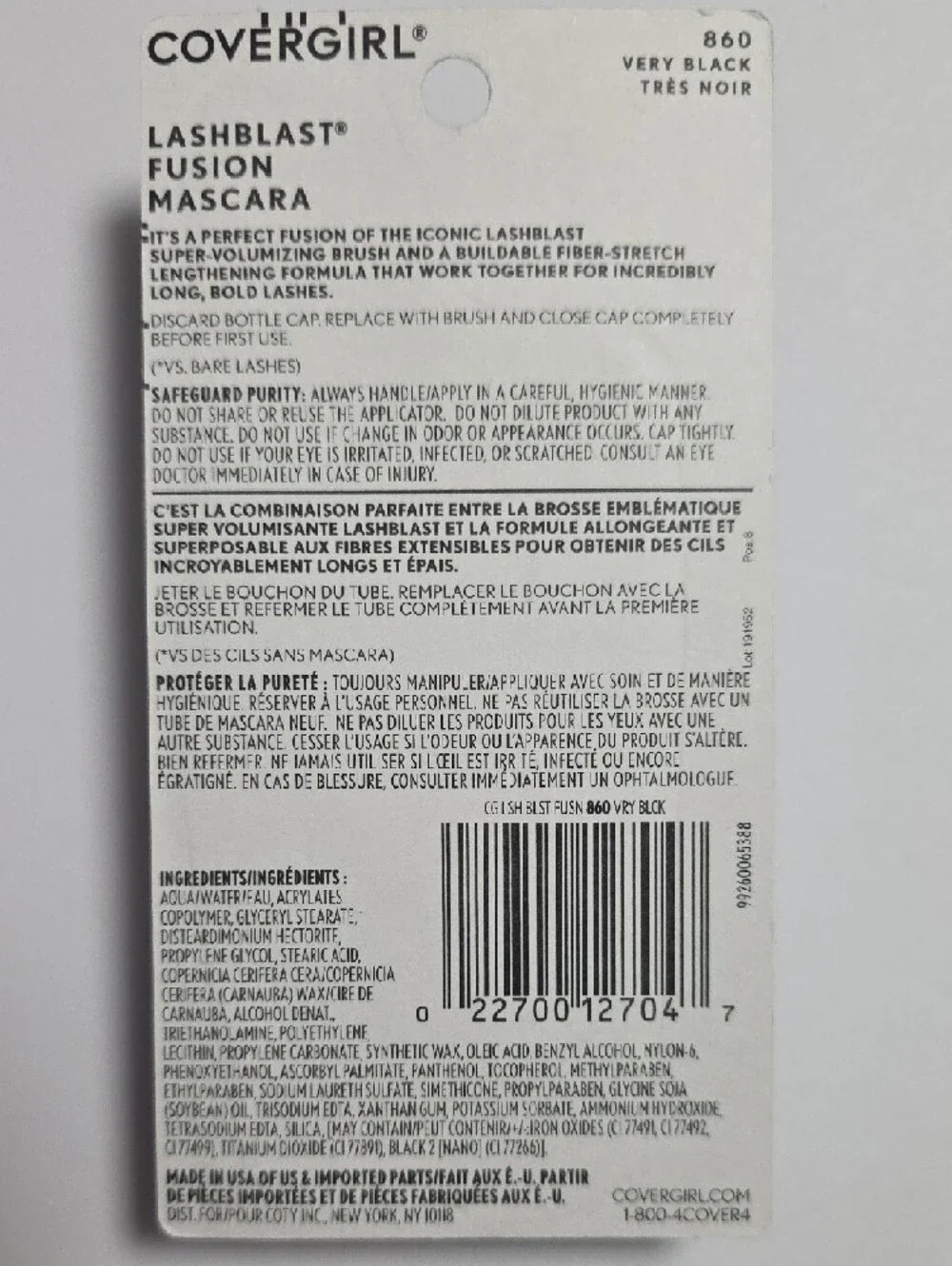 COVERGIRL Lash Blast Fusion Mascara, 860 Very Black, 0.44 fl oz
